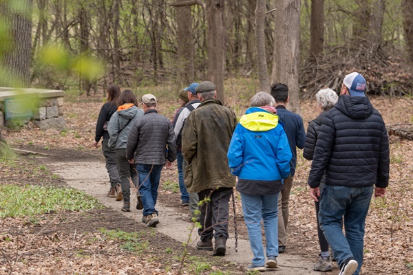 group walking in County Grounds park