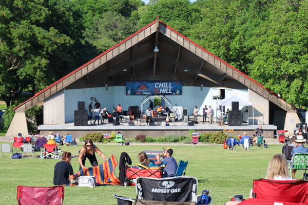 Humboldt Park band shell filled with musicians