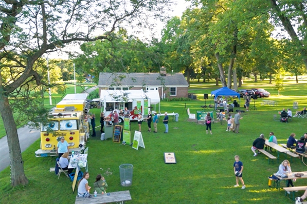 aerial photo of Traveling Beer Garden in Sheridan Park